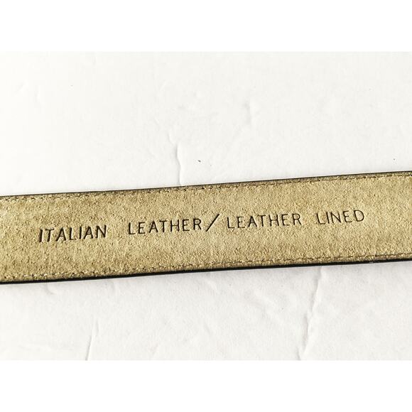 Terry Stack Italian Leather Black Belt Silver Braided Knot Buckle Size M Z27 - Picture 4 of 7